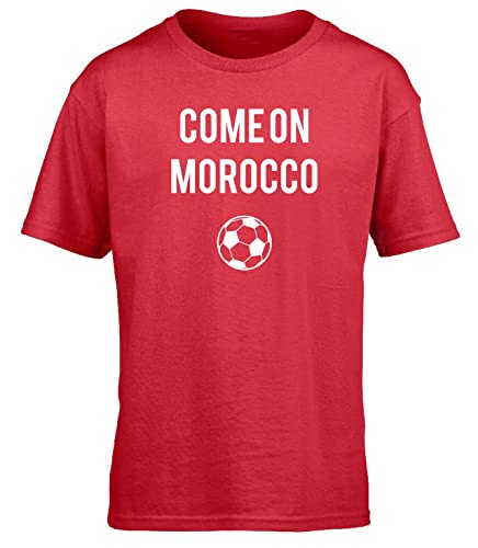 Image of Hippowarehouse World Cup Come ON Morocco Kids Children's Short Sleeve t-Shirt Red