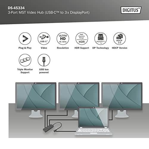 Digitus Splitter Video 8K 3 Porte Da USB-C A 3X Dp Mst Nero - 5