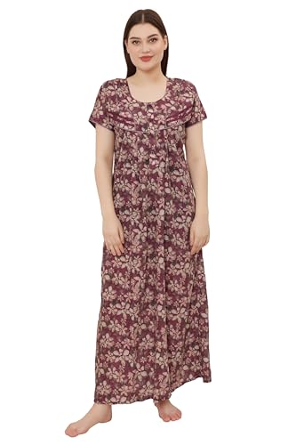 Image of GLAMORAS Bizzy Lizzy Cotton Nighty Gown with Side Pocket for Women | Regular, Digital Printed & Full Length Maxi Night Gown | Night Wear Maxi Gown for Women | Size: M-2XL