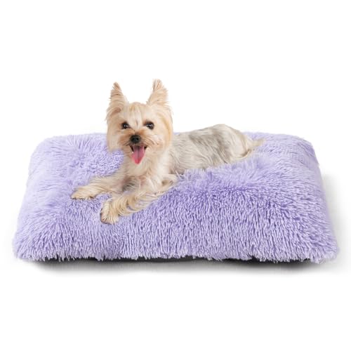 EHEYCIGA Fluffy Dog Crate Bed for Small Dogs, Plush Crate Pad, Purple