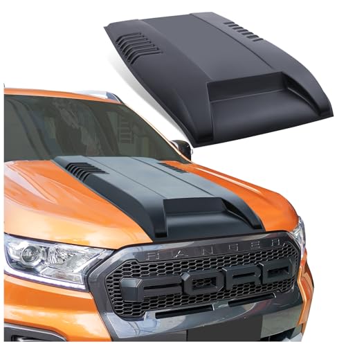 JHCHAN Pala para capó Protector de capó para Ford Ranger 2015-2022 Wildtrak Raptor Limited XL XLT Tremor Platinum T7 T8 MK2 MK3 ABS Paneles de capó Negro mate