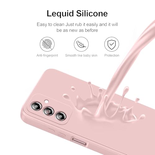 Image of LIRAMARK Silicone Soft Back Cover Case with Micro-Fibre Cloth On Inner Side for Samsung Galaxy A14 5G (Pink)