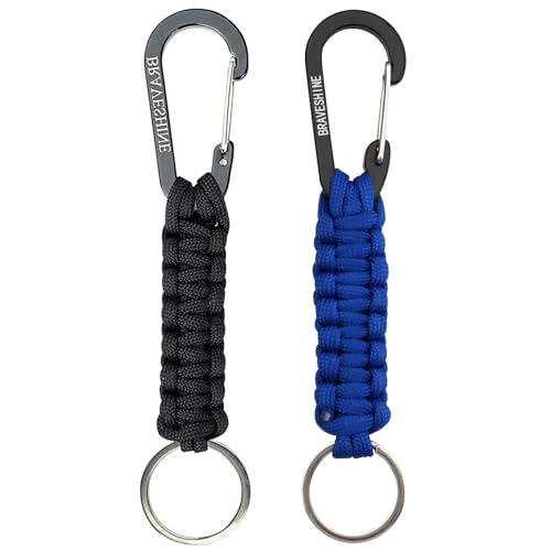 Image of BRAVESHINE Paracord Keychain Carabiner Clip, D Ring Lanyard Hanger Stroller Hook for Water Bottle, Key, Backpacks, Men, Women