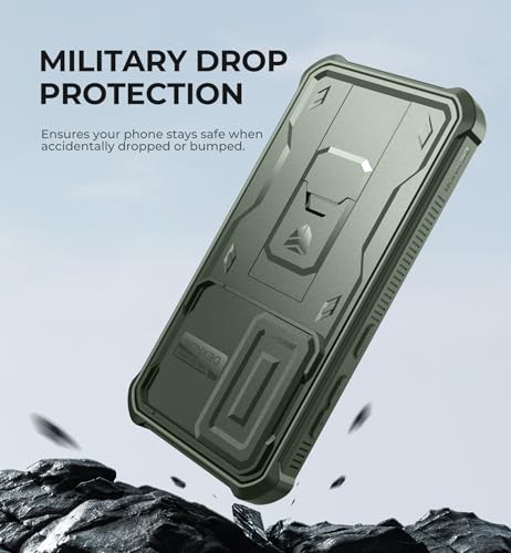 Image of Dexnor for Samsung Galaxy S24 Case with Built-in Slide Camera Cover & Screen Protector & Kickstand, Heavy-Duty Shockproof Rugged Case Full-Body Bumper Protective Cover for Galaxy S24 (2024),Army Green
