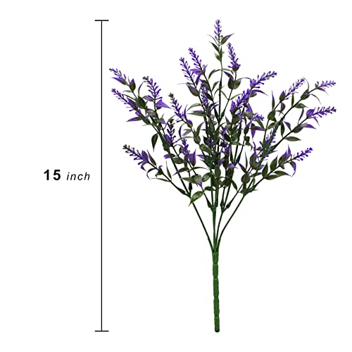 Ximiloor Artificial Lavender 15 Bundles Fake Outdoor Flowers Uv Resistant No Fade Faux Plastic Plants Garden Porch Window Box Home Decoration（Purple） #TOP5