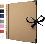 Bstorify Square Scrapbook Album 60 Pages (8 x 8 inch) Brown Thick Kraft Paper Photo Book, Scrap Book, Ribbon Closure - Ideal for Your Scrapbooking Albums, Art & Craft Projects