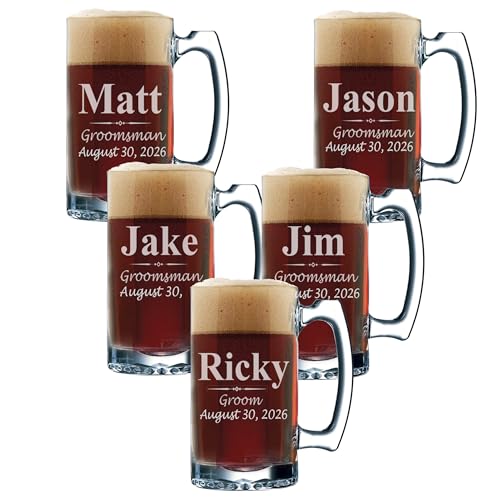 My Personal Memories Custom Engraved Groomsmen Beer Glasses
