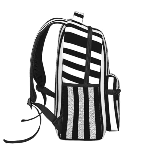Mochila plegable ligera con rayas negras y blancas para camping y viaje 3