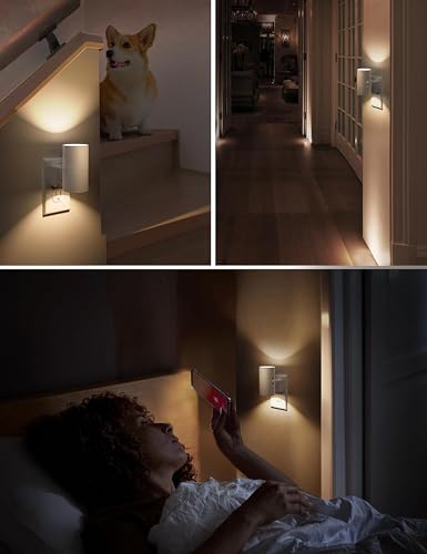 l lohas led night light plug in night lights plug into wall light sensor 0-100lm soft white 3000k dimmable night light modern nightlight for hallway bedroom stairway 2 pack