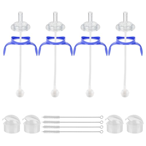 Image of Straw Cup Conversion Kit for Lansinoh Baby Bottles,Straw Cup Transition Kit with Weighted Straw, Soft Straw Nipples & Easy-Grip Handle, 8m+, 4-Pack
