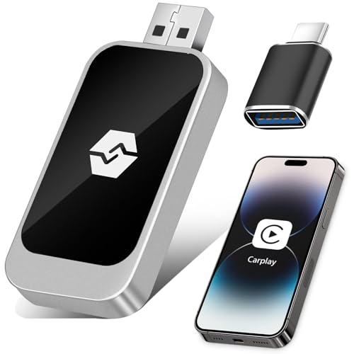 Wireless CarPlay Adapter for Apple iPhone - Stable Fast BT 5.3 Connection, Plug & Play Compatible with iPhone iOS 10+, Only for Car Since 2016 OEM Wired to Wireless CarPlay