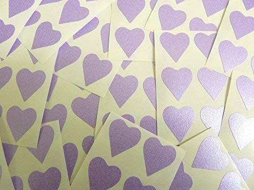 90 Etichette, 22x20mm Cuori, Viola, Lilla, Colore