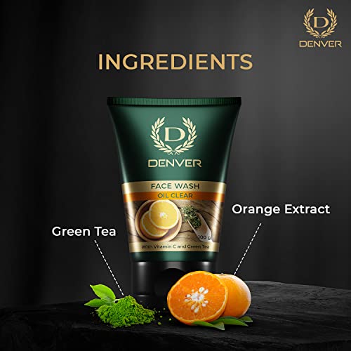 Image of DENVER Oil Clear + Acne Clear Face Wash - 100GM Each (Pack of 2) | Oil Control /Acne Control Cleansing Gel - Remove Acne & Lighten Dark Spots Face Gel for Men