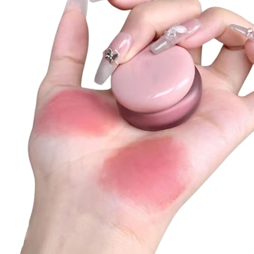 Rubor en Crema Labios y Mejillas, Pot de Pudín Coreano con Aplicador en Barra, para Difuminar Labios y Mejillas, Pot de Bálsamo Labial o Rubor para Maquillaje Multiusos(#02 with applicator stick)