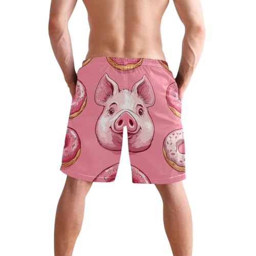 Men's Swim Trunks Quick Dry Swimming Shorts with Pocket Pig Face Donuts Swimsuit Trunks2