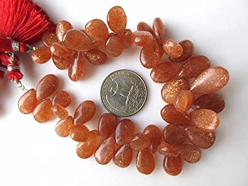 Sunstone smooth pear briolettes beads de 10-15mm pour création - 2