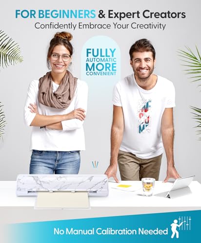 Image of Silhouette America Cameo 5 Alpha (α) Smart Cutting Machine, Bianco Carrara (Deluxe Bundle) - Includes Studio Software, 36 Vinyl Rolls, PixScan Mat, Tool Kit & 25 Free Designs for DIY
