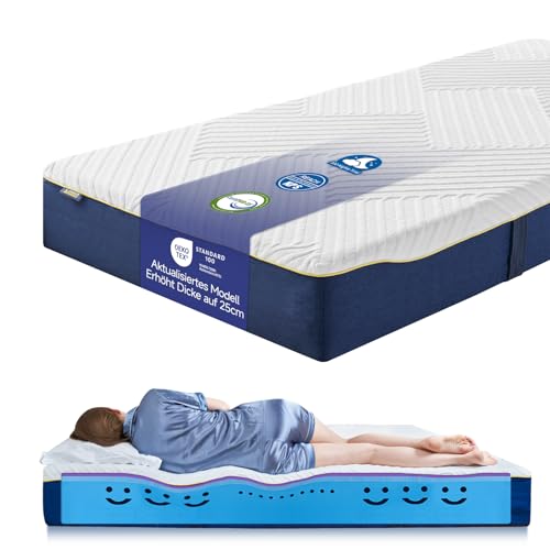 Coolux Sleep Matratze 140x200 H3 Schaumstoffmatratze 7-Zonen Orthopädische Matratze Öko-Tex