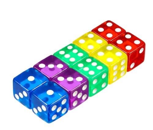 Juego de 10 dados de colores, 16 mm, de acrílico, coloridos dados, juegos de mesa