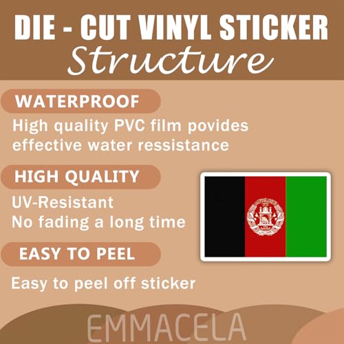 Image of (3PCS) Afghanistan Flag stickers, Countries Flag Stickers, Waterproof Vinyl Decals For Laptops, Tumblers, Water Bottles, Books, Scrapbooks, Size 3 x 2.1 Inch