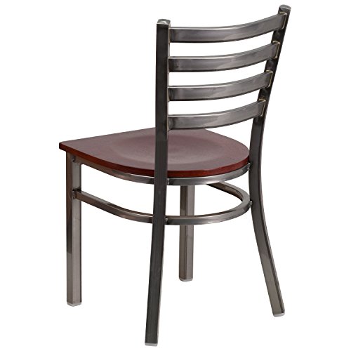 Image of Flash Furniture Hercules Ladder Back Clear Coat Restaurant Chair, Mahogany