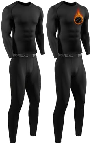 ATTIQOZI 2 Pack Thermounterwäsche Herren Funktionsunterwäsche Skiunterwäsche Set Winter Warm Innenflleece Lange Unterwäsche Herren Atmungsaktiv Thermounterhemd für Männer