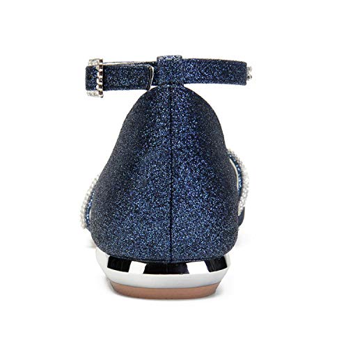 Women Glitter Crystals Wedding Flats Shoes for Bride Pointed Toe Prom Evening Party Dress Flats 5047-1/25F4