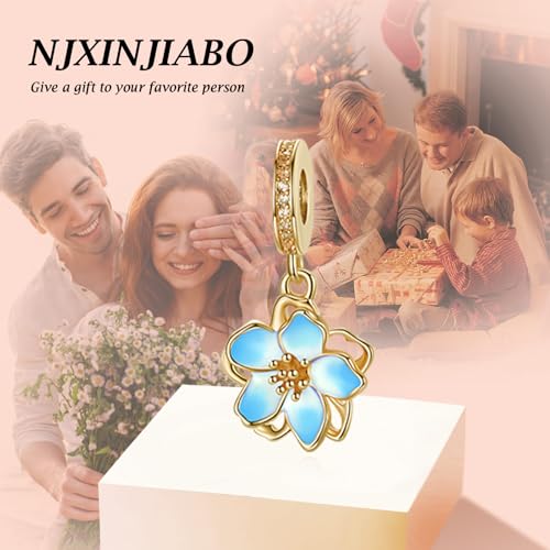 Image of S925 Sterling Silver Gold Plated Romantic Charms, Gifts for Mom Girlfriend Family on Valentine's Day Birthday Christmas Anniversary, Bracelet Necklace Bead Charm
