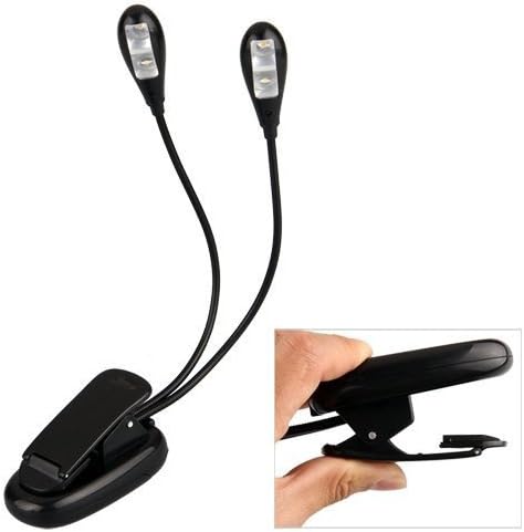iFashionCITY Rechargeable Dual Arms 4pcs Led Book Light Lamp, Music stand light Lamp, with 2 flexible Heads & Clip on Desk Table & Usb Charge Cable, for Bbq, Grill, Reading, Working, Laptop, Book Reading, Music Playing, Piano, Bed Reading, Desktop, Tabletop etc