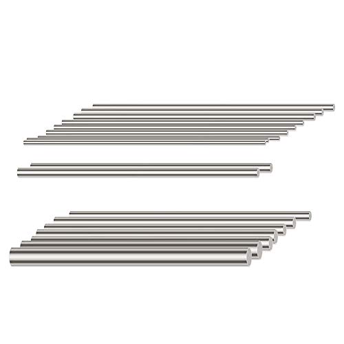 Image of Glarks 18Pcs Stainless Steel Solid Round Rod Lathe Bar Stock Assorted for DIY Craft Tool, Diameter 2.5-8mm Length 100mm
