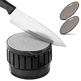 KINDLUME Messerschleifer, Rollschleifer, Messer Schärfen, Messerschärfer Profi, Manueller Schärfer mit 2 Seiten (600/1000), für Küchenmesser, Scheren, Werkzeuge im Haushalt (Schwarz)