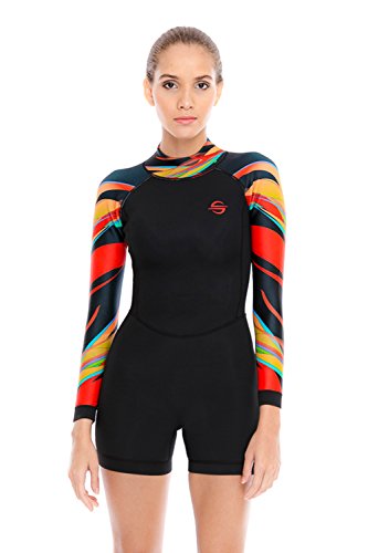 image for Platinum Sun Women's Neoprene Shorty Wetsuit Long-Sleeve Swimsuit Wate