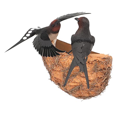 Hirondelle printanière et son nid décoratif pour balcon fleuri - 7