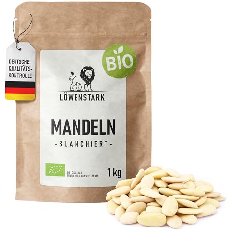 BIO-Mandeln blanchiert 1 kg | knackige europäische Bio Mandeln mit feinem Aroma I naturbelassene ganze Mandeln I vgane Mandeln geschält ideal zum Knabbern Backen & Kochen