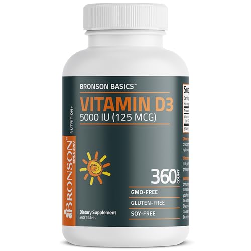 Image of Bronson Vitamin D3 5000iu (125mcg) Non-GMO Gluten-Free Soy-Free 360 Tablets