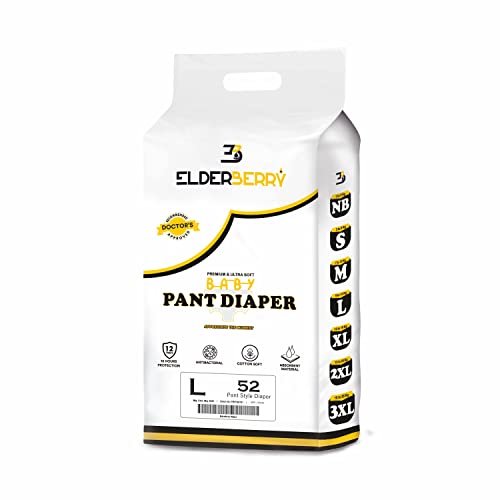 Image of ElderBerry Premium Baby Pant Diaper Large Size (9 to 14 Kg) 52 Count