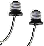 Medium Edison E26 Base Male Screw In Light Bulb Socket Pigtail - Ceiling LED Retrofit Power Adapter - Pack of (2)