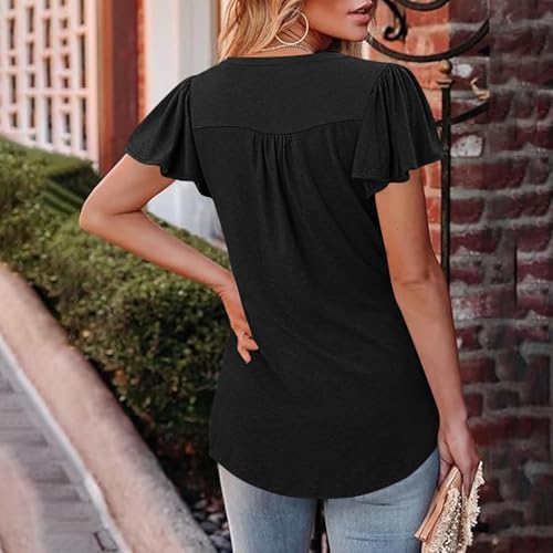 Women Tshirts Short Sleeve Tops Tee for Women Crew Neck Loose Fit Ruched Fall Summer Shirts 2025 Trendy Y2K4