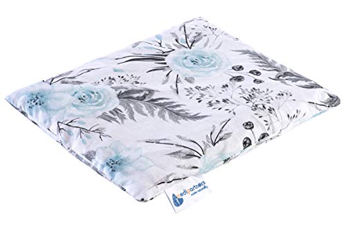 Medi Partners Poduszka z pestkami wiśni, duża poduszka rozgrzewająca 500 g, prostokątna, 20 x 25 cm, ekologiczna, 100% bawełna, Medi Partners ciepła + terapia zimna, masaż (szare kwiaty)