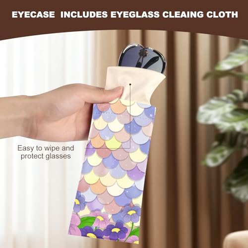 Image of Anikathy 2Pcs Sunglass Eyeglass Glasses Case Soft PU Leather with Cleaning Cloth Cute Glasses Pouch Bag for Men Women Girs