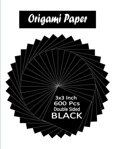 Black Origami Paper: 600 Pcs, 3x3 Double Sided Squares 'To Cut Out' for Arts, Paper-craft and Crafts