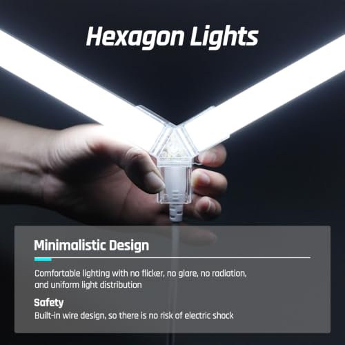 Gneng Hexagon Garage Lights, Ultra Bright LED 6500K 156W 17280LM; Hex Light for Garage Lights Ceiling Led, Barber, Workshop, Basement,Gym(5 Grids Hexagon Light) - image 6