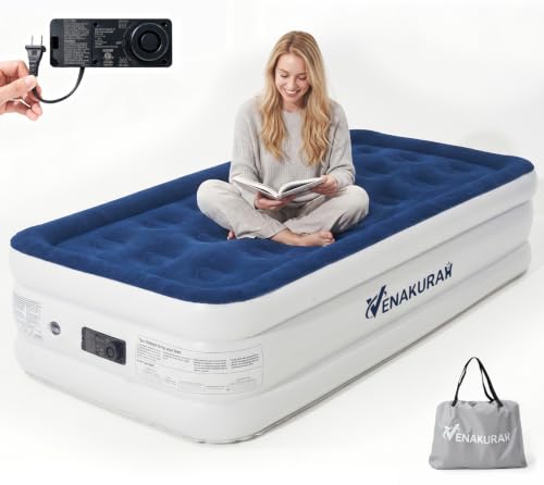 Image of Twin Air Mattress with Built in Pump, 18 inch Twin Size Inflatable Mattress