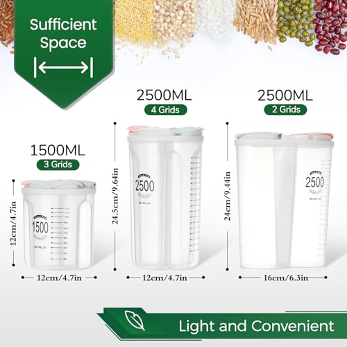 Yeswell 1.5L Luftdichte Vorratsbehälter, 3-Gitter Clear Vorratsdosen Frischhaltedosen Schüttdose, BPA Frei Versiegelte Aufbewahrungsbox, Luftdichte Lagerung Gläser für Lebensmittel (3-Gitter 1500ML)