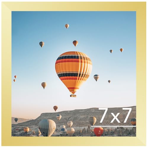 Image of JCJMY 7x7 Picture Frame Gold for Wall Hanging or Tabletop, Wall Mounting Horizontally or Vertically, 7 x 7 Square Wall Gallery Poster Photo Frame with Shatter Resistant Plexiglass, Gold