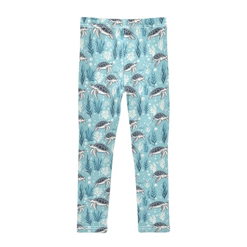 Turtle in The Sea Girls Leggings Kids Yoga Pants Athletic Tights Pants 4-10 Years2