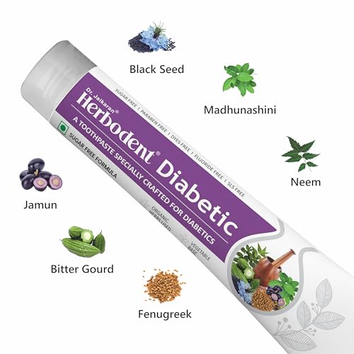Image of Diabetic Toothpaste - 100g Pack of 2 | Toothpaste specially crafted for Diabetics | SLS & SUGAR FREE Formula | 7 Organic Herbs - Jamun, Fenugreek, Bitter Gourd, Madhunashini, Black Seed...