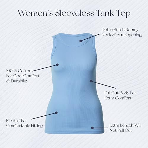 Women’s Undershirts (Pack of 12) Soft Cotton Blend Tank Tops, Tag Less A-Shirt Colorful Multipack Comfortable Fit2