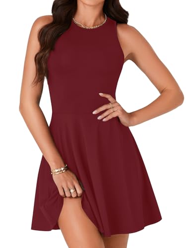 Image of LYANER Women's Tank Sleeveless Flared Hem Swing A Line Cocktail Party Mini Short Dress