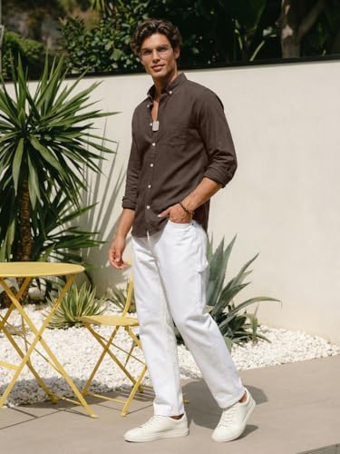 Image of Urbano Fashion Men's Cotton Full Sleeve Regular Fit Solid Oxford Shirt with Button-Down Collar